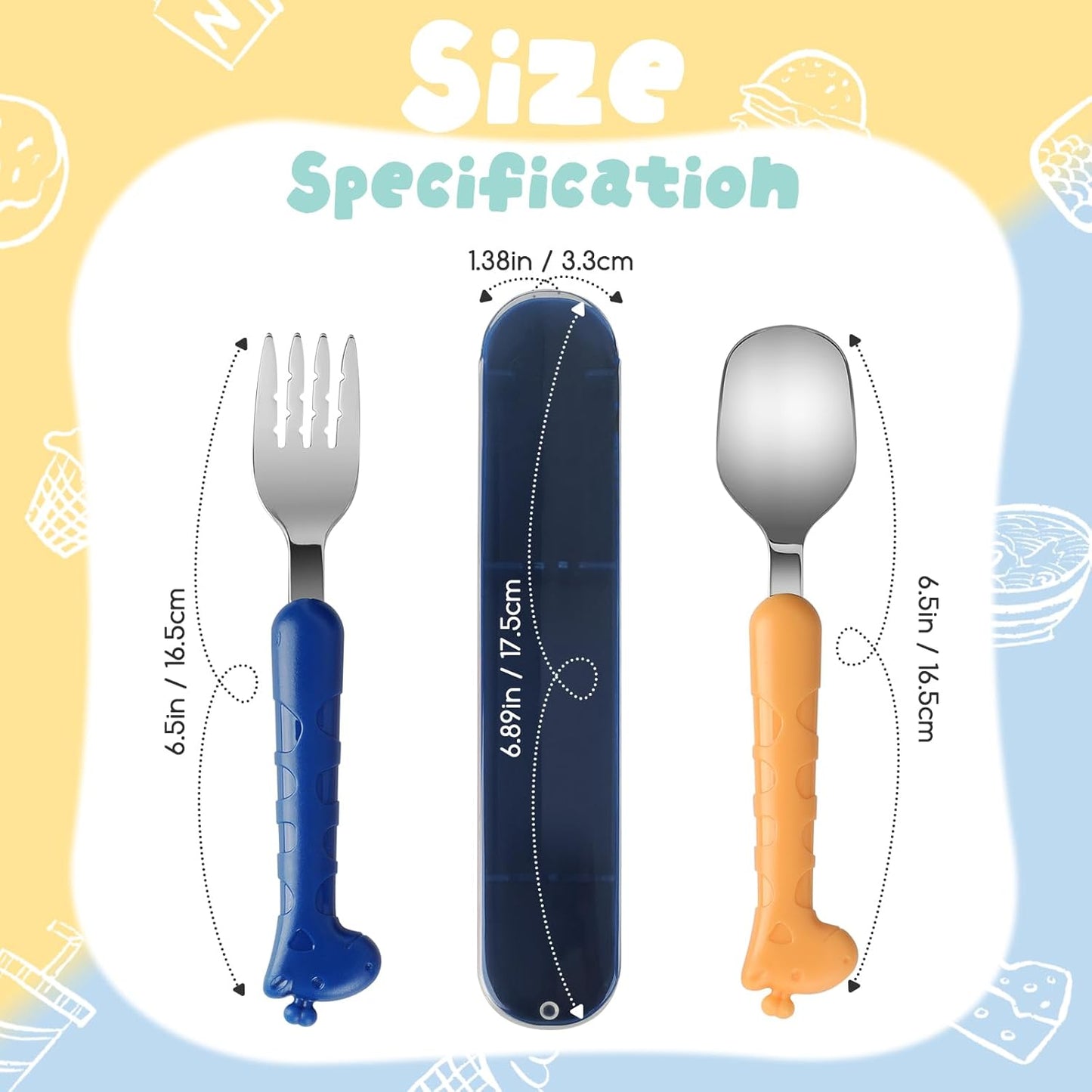 2-Piece Kid Utensils Set, 304 Stainless Steel Kids Fork and Spoon for Self-feeding, Safe Kid Silverware with storage case for School Lunch, Travel & Outdoors, Dishwasher Safe (Purple)