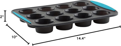Trudeau Silicone Muffin Pan, 12 Cavities, Fuchsia (Model: 05115197KR)