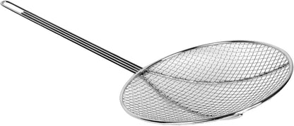 TrueCraftware- 12 Inch Round Wire Skimmer Nickel Plated- Mesh Strainer Skimmer Spoon for Cooking Draining Pasta Noodles Vegetables Rice Quinoa