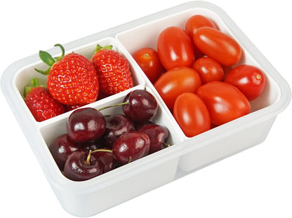carrotez Food Storage Containers with 3 Removable Compartments, Food Prep Container with Airtight Lids, Portion Control Container, Microwave Safe, Reusable, 4.64 Cup (1100ml)