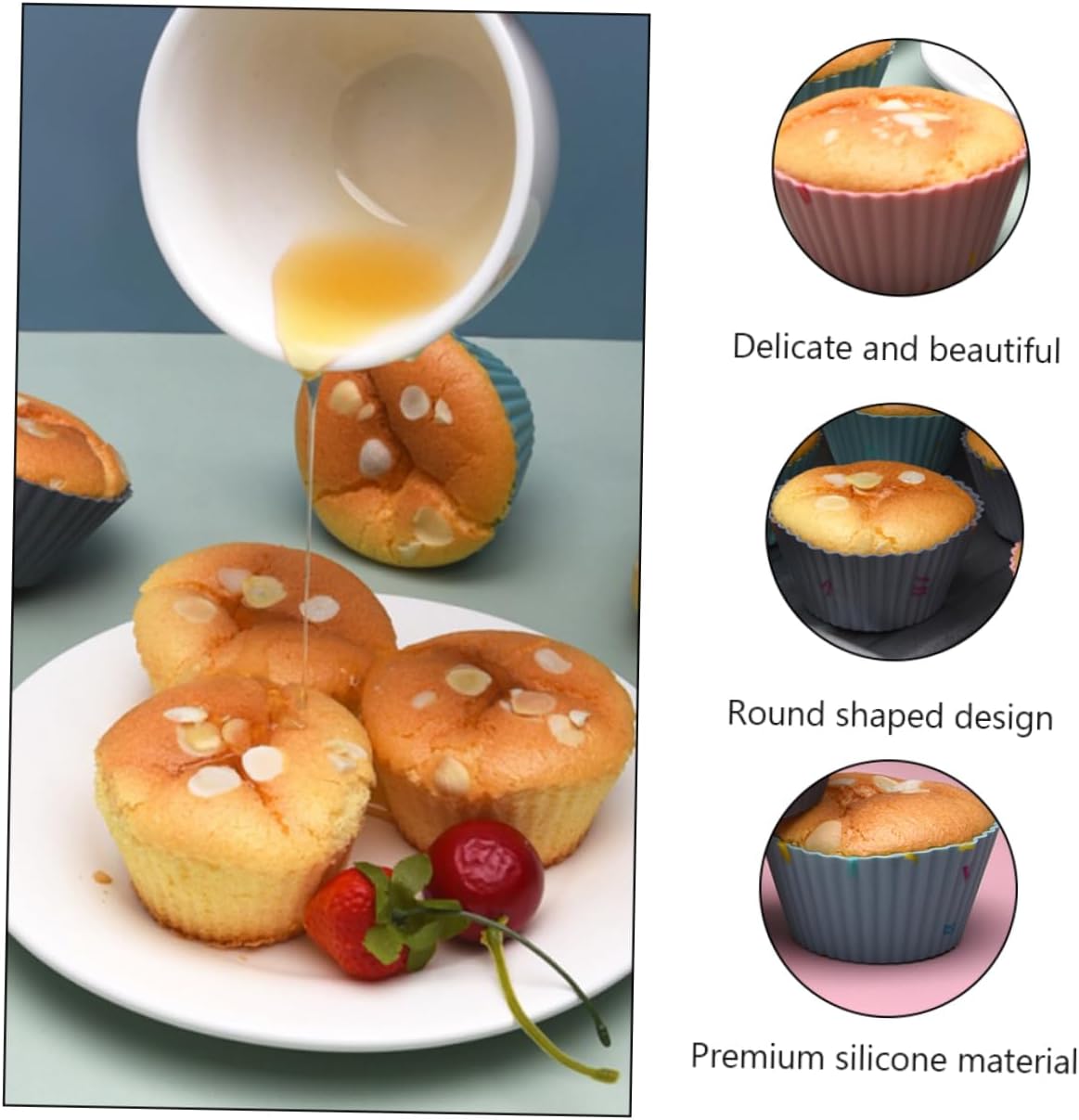 Jumbo Silicone Muffin Baking Cups Round Cake Mold Multi-purpose Baking Cups Easy Demoulding Non-stick for Diy