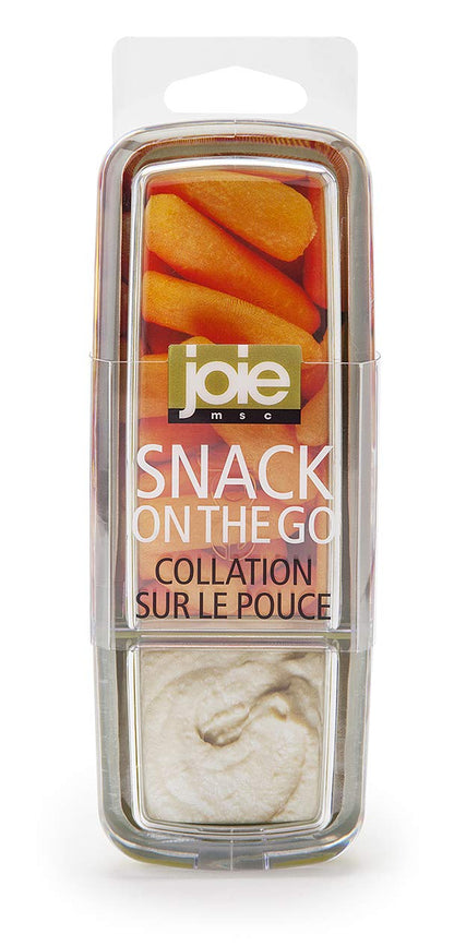 Joie Snack On the Go Divided Container, Two Compartment Storage Box Keeps Foods Separate, Leakproof and Airtight, Ideal for Veggies and Dip or Cheese and Crackers, Colors May Vary