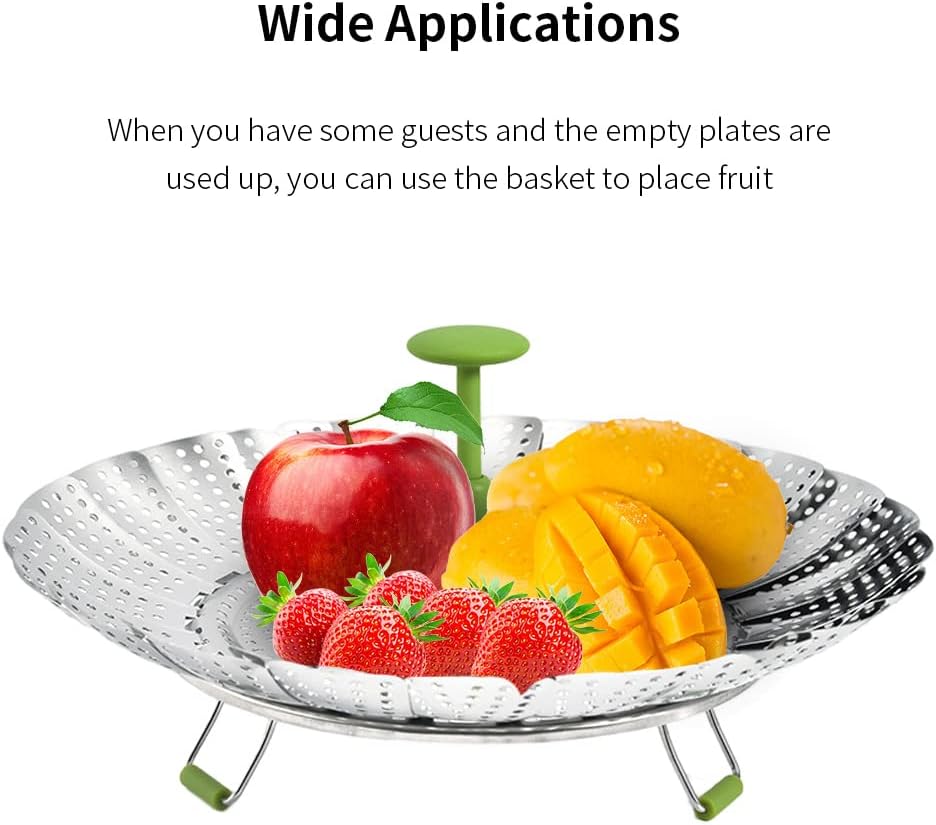 Expandable Stainless Steel Steamer Basket for Pot, 5.5-9.1 In