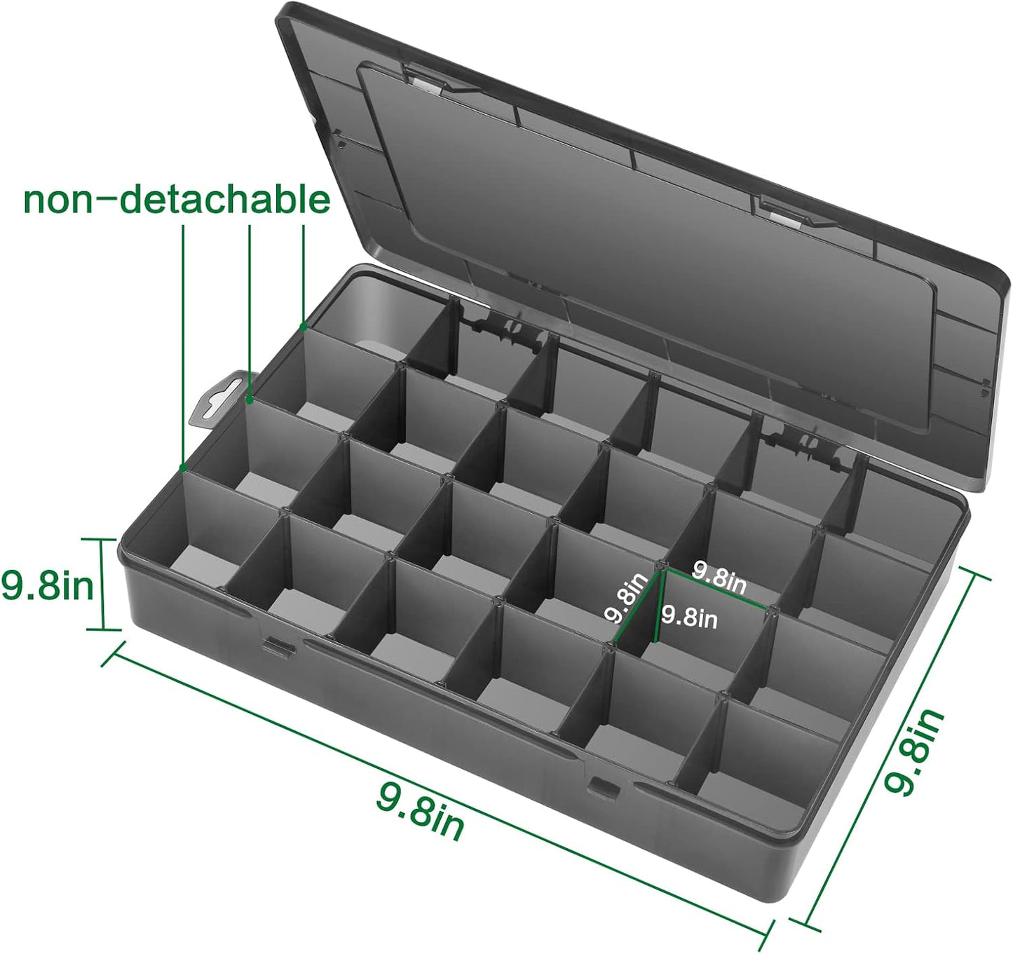 Gbivbe Large 24 Grids Plastic Organizer Box Adjustable Dividers,Clear Storage Box for Jewelry, Art DIY Crafts, Washi Tapes, Beads and Small Parts