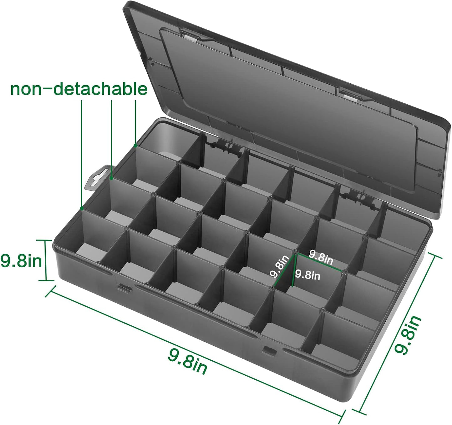 Gbivbe Large 24 Grids Plastic Organizer Box Adjustable Dividers,Clear Storage Box for Jewelry, Art DIY Crafts, Washi Tapes, Beads and Small Parts