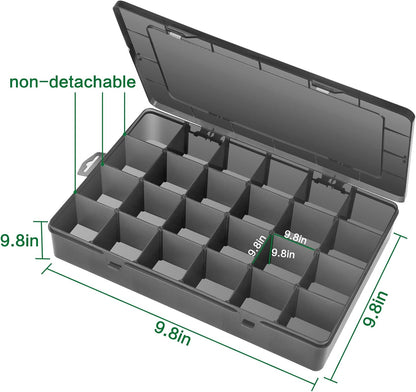 Gbivbe Large 24 Grids Plastic Organizer Box Adjustable Dividers,Clear Storage Box for Jewelry, Art DIY Crafts, Washi Tapes, Beads and Small Parts