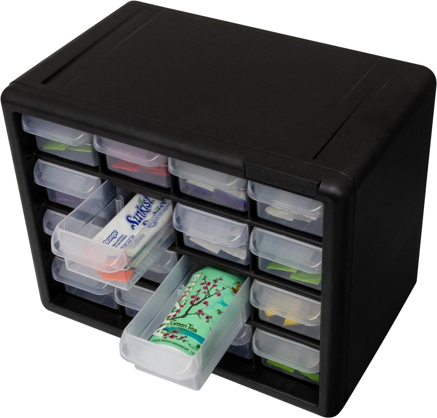 Akro-Mils 44-Drawer Plastic Drawer Storage Cabinet for Garage Organization, Bead Organizer, Building Bricks Storage, Teacher Toolbox, Makeup Organizer, 20" W x 6" D x 16" H, 10144 Black