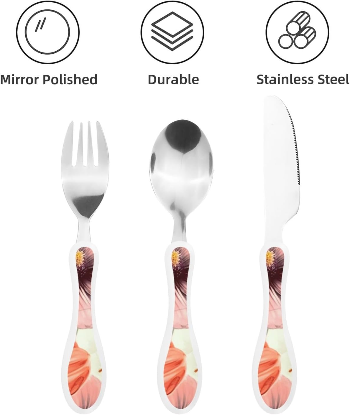3-Piece Kids Silverware Set With Storage Case, Stainless Steel Reusable Children Safe Knife Spoon Fork Set Blue Active Girl Running Sunset Children Flatware Set For Kids Lunch Box - Colors A