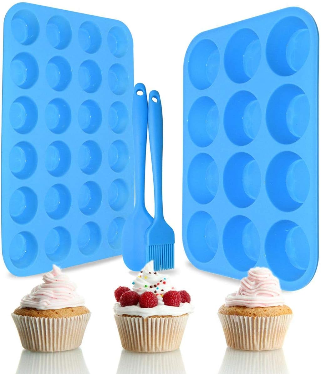 2Pack Silicone Muffin Pans with Metal Reinforced Frame,12 Cup Regular Size Silicone Cupcake Pan,Muffin Tin,Nonstick Cupcake Baking Molds for Muffins,Cupcakes,Egg Bites,BPA Free (2Pack Red)