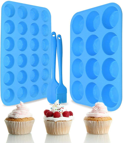 2Pack Silicone Muffin Pans with Metal Reinforced Frame,12 Cup Regular Size Silicone Cupcake Pan,Muffin Tin,Nonstick Cupcake Baking Molds for Muffins,Cupcakes,Egg Bites,BPA Free (2Pack Red)