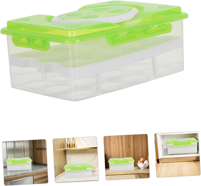MAGICLULU 2 Layer Deviled Egg Carrier Deviled Egg Holder with Lid And Handle 24 Slots Portable Reusable for Refrigerator (green)