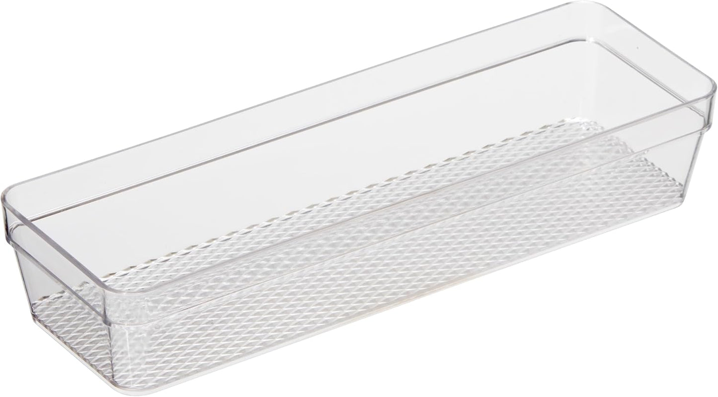 Oggi Clear Drawer Organizer - 3" X 12.5" - Ideal for Organizing Kitchen Drawers, Office, Desk, Silverware, Kitchen Utensils, Cosmetics and Bathrooms