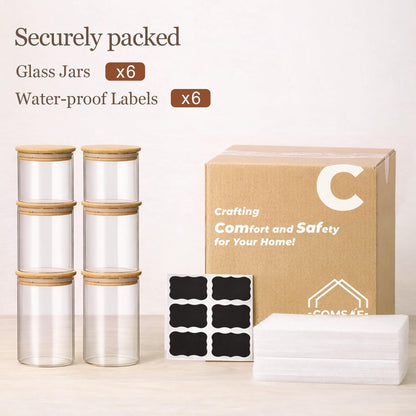 ComSaf 2Pcs Large Glass Storage Containers with Lids 4Qt, 1 Gallon Wide Mouth Flour Sugar Storage Containers, Large Capacity and Sealed for Rice, Cereal, Oat, Easy Clean and Scoop, Pantry Organization