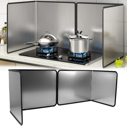 3 Sided Splatter Guard,Foldable Stainless Steel Oil Splatter Screens for Frying,Oil Splash Insulation Board,Nonstick Oil Splatter Guard Stove Insulation Board(L: 15" x W: 11.4" x H: 12")