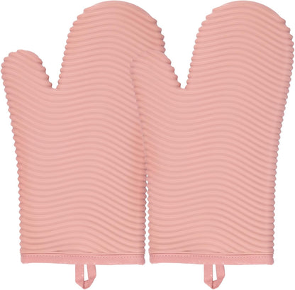 Yutat Silicone Oven Mitts - Oven Mitts and Pot Holders Sets Made of Non-Slip & BPA-Free Silicone, High Heat Resistant 500 Degrees, Perfect for Kitchen Cooking Baking BBQ, Peak Green