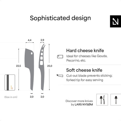 LARS NYSØM Cheese Knife Set Edge 2 pcs. I Cheese Knife Set Made of Stainless Steel I Premium Gift Box I Perfect as Christmas Gift (Carbon Black)