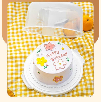 10 Inch Portable Cake Stand Carrier Holder with Lid and Handle Round Cake Storage Containers Cupcake Plastic Cake Cover Holder for Transport Red