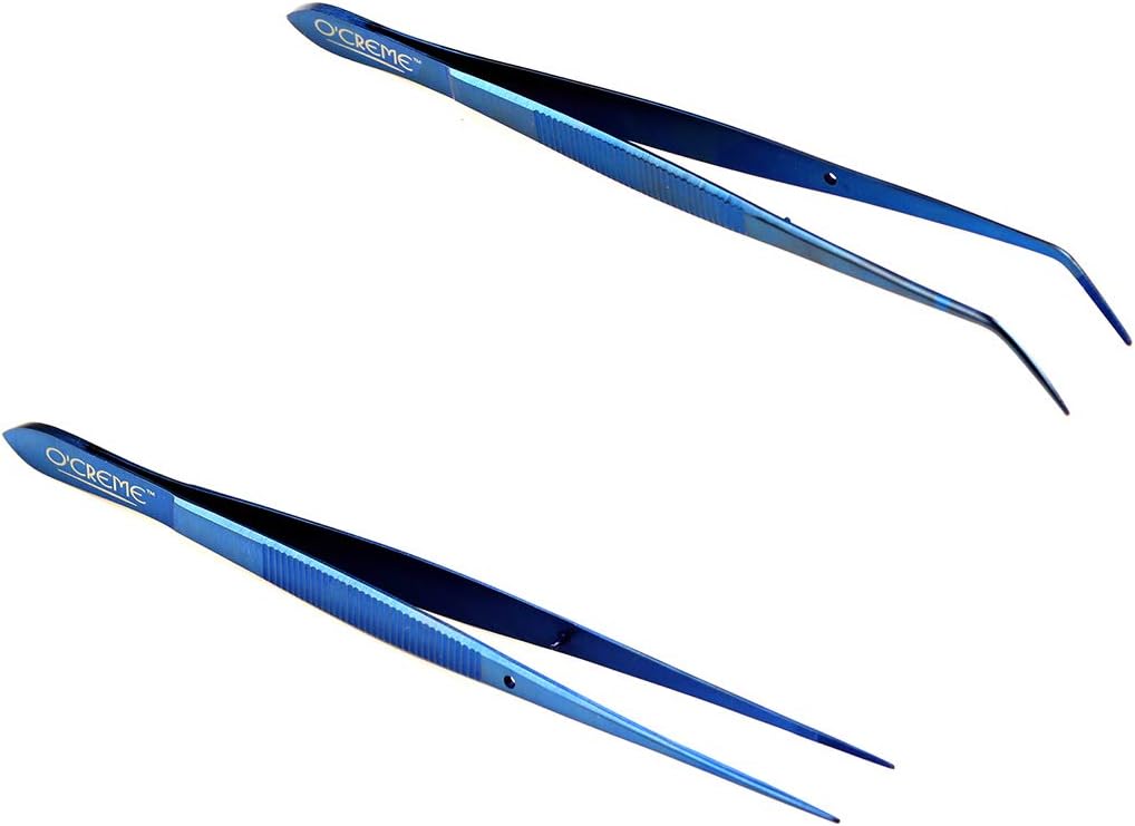 O'Creme Stainless Steel Precision Kitchen Tweezer Tongs 6.25" with Fine Tip (Purple)