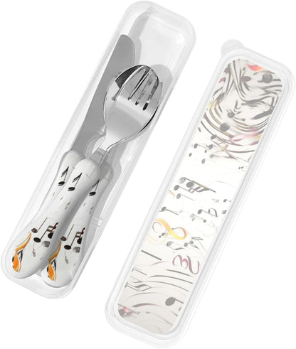 3-Piece Kids Silverware Set With Storage Case, Stainless Steel Reusable Children Safe Knife Spoon Fork Set Ballroom Dance Children Flatware Set For Kids Lunch Box