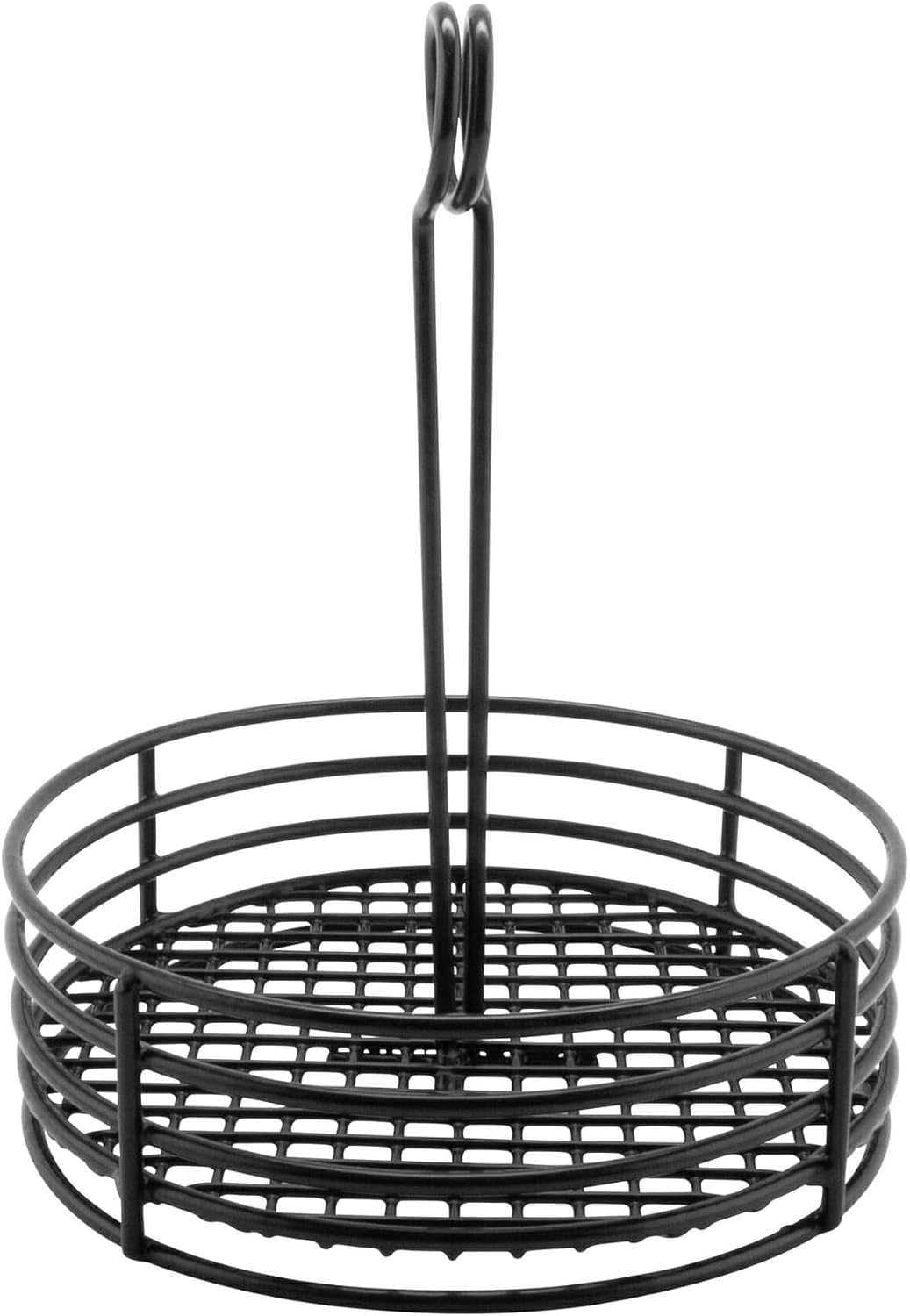 G.E.T. 4-31855 Black Round Stainless Steel Condiment Caddy Iron Polyethylene Coated Table Caddies Collection, 7.5"
