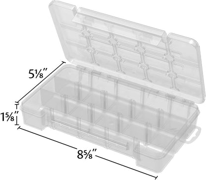 Akro-Mils 05705 Plastic Portable Parts Storage Case for Hardware and Crafts with Hinged Lid and 4 Adjustable Dividers, (8-3/8-Inch x 5-Inch x 1-5/8-Inch), Small, Clear