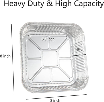 Waytiffer 25pack- 8 x 8 Aluminum foil Pans Disposable Heavy Duty Square baking Cake Pan, Cooking Tins Homemade Breads Oven Pans,Foil Pan, Baking pan Roasting