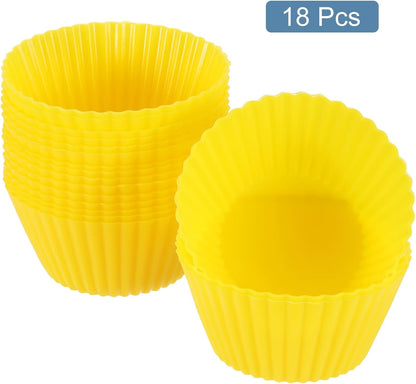 uxcell 18Pcs Silicone Cupcake Liners, Non-Stick Baking Cups, for Cooking Eggs, Baking Muffins and Make a Cake(Pink)