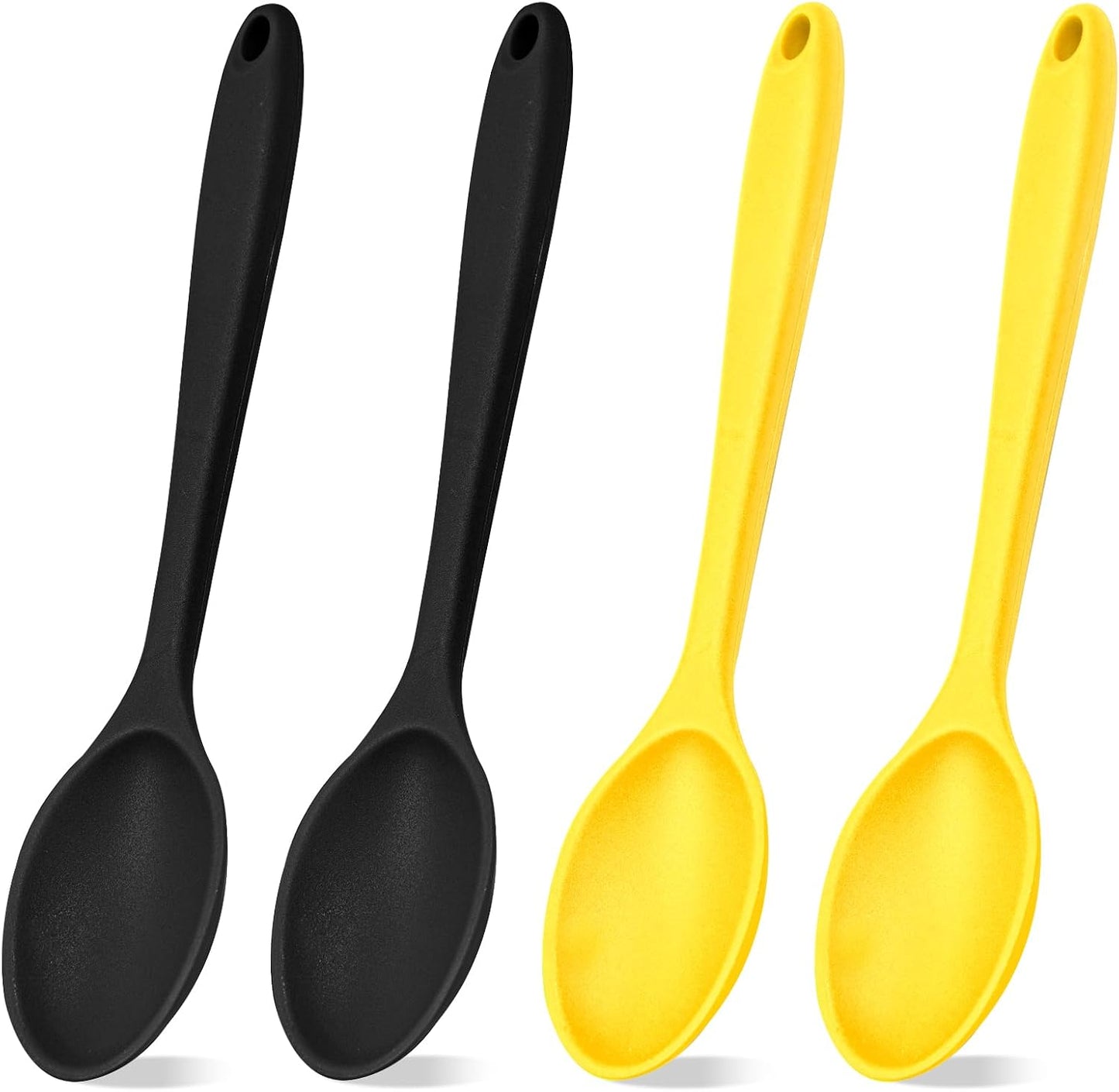 8 Pcs 8inch Heat Resistant Cooking Spoons for Nonstick Cookware Set -Ideal for Cooking, Baking, Mixing, Stirring Includes Slotted & Solid Spoons, Design for Nonstick Cookware (Black+Red+Green+Purple)