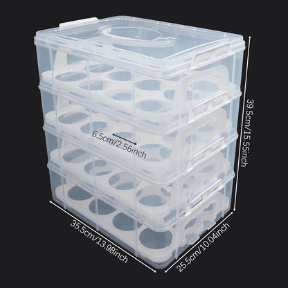 4 Tier 48 Plastic Cupcake Carrier, Detachable Cupcake Carrier Storage Container with Handle, Lid and Clear View Shell Stacking Cupcake Holder for Cake Fruits Salads Cookies Biscuits