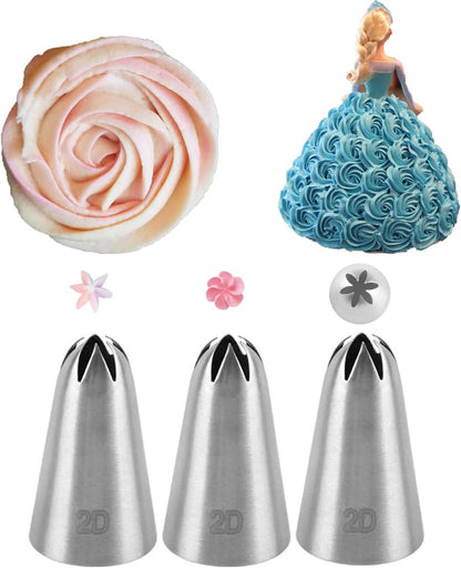4B Piping Tip Set, Open Star Frosting Tips for Cake Decorating, 3 Pcs