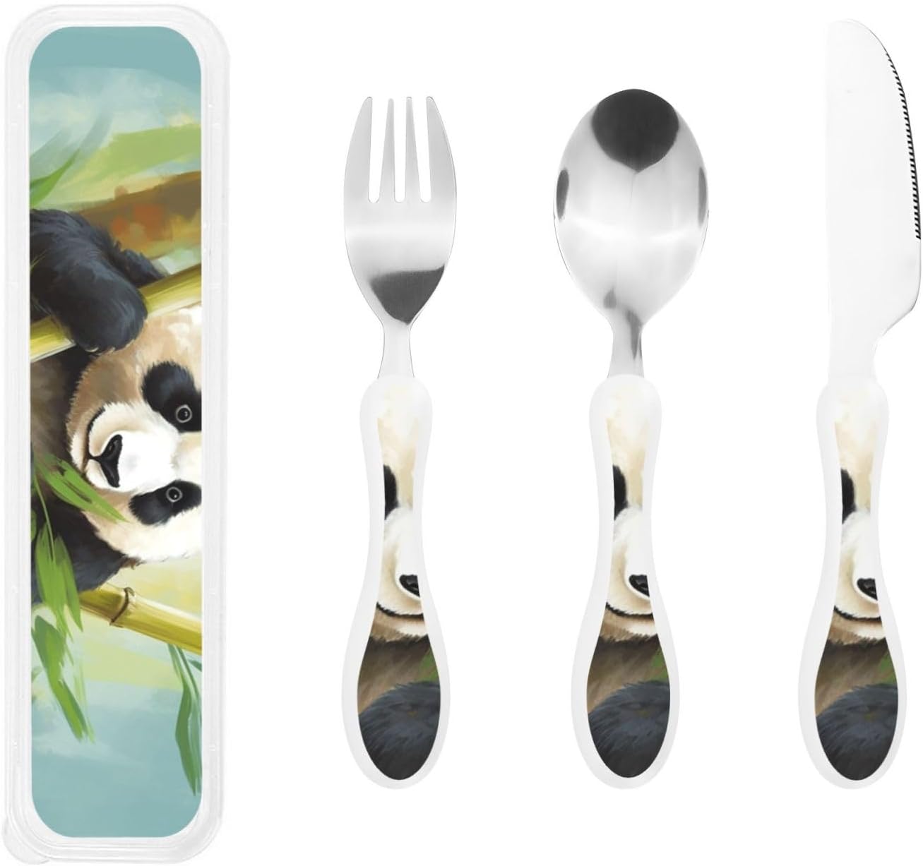 3-Piece Kids Silverware Set With Storage Case, Stainless Steel Reusable Children Safe Knife Spoon Fork Set Blue Active Girl Running Sunset Children Flatware Set For Kids Lunch Box - Colors A