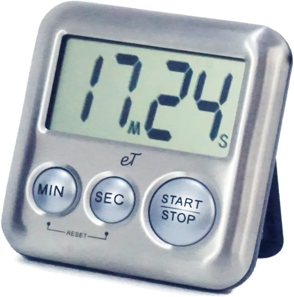Elegant Digital Kitchen Timer Stainless Steel - Loud Alarm Model eT24 Plum