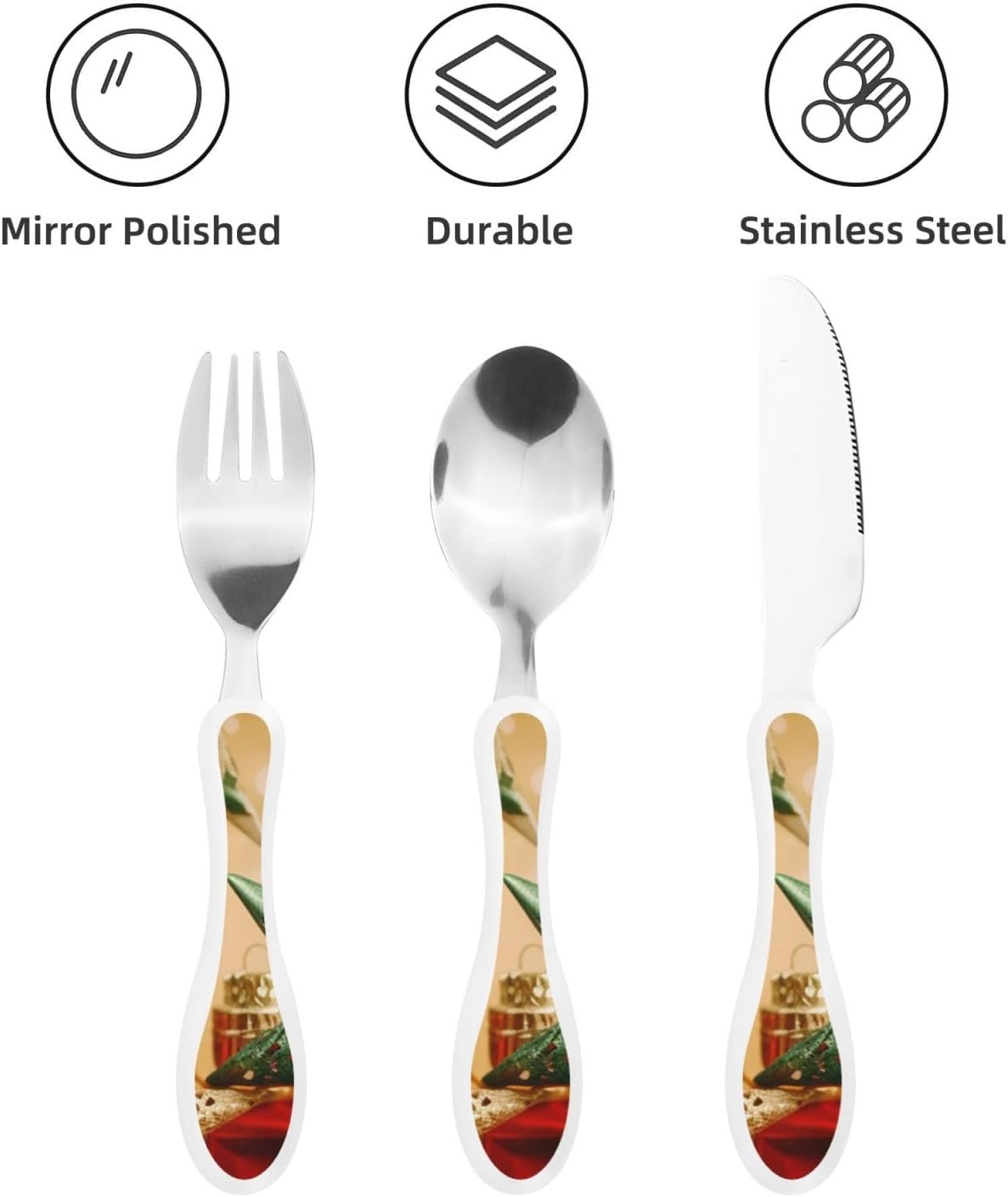 3-Piece Kids Silverware Set With Storage Case, Stainless Steel Reusable Children Safe Knife Spoon Fork Set Elephant Pattern Children Flatware Set For Kids Lunch Box