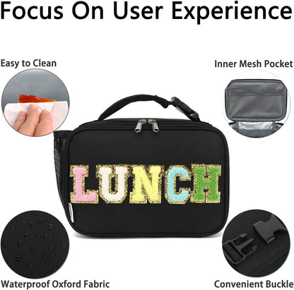 GYEUKHAM Insulated Lunch Box for School, Thermal Reusable Durable Freezable Lunch Bags for Kids Boys Girls Men Women - Small Soft Cooler Portable Lunch Tote Kit for Work Picnic Travel,Black