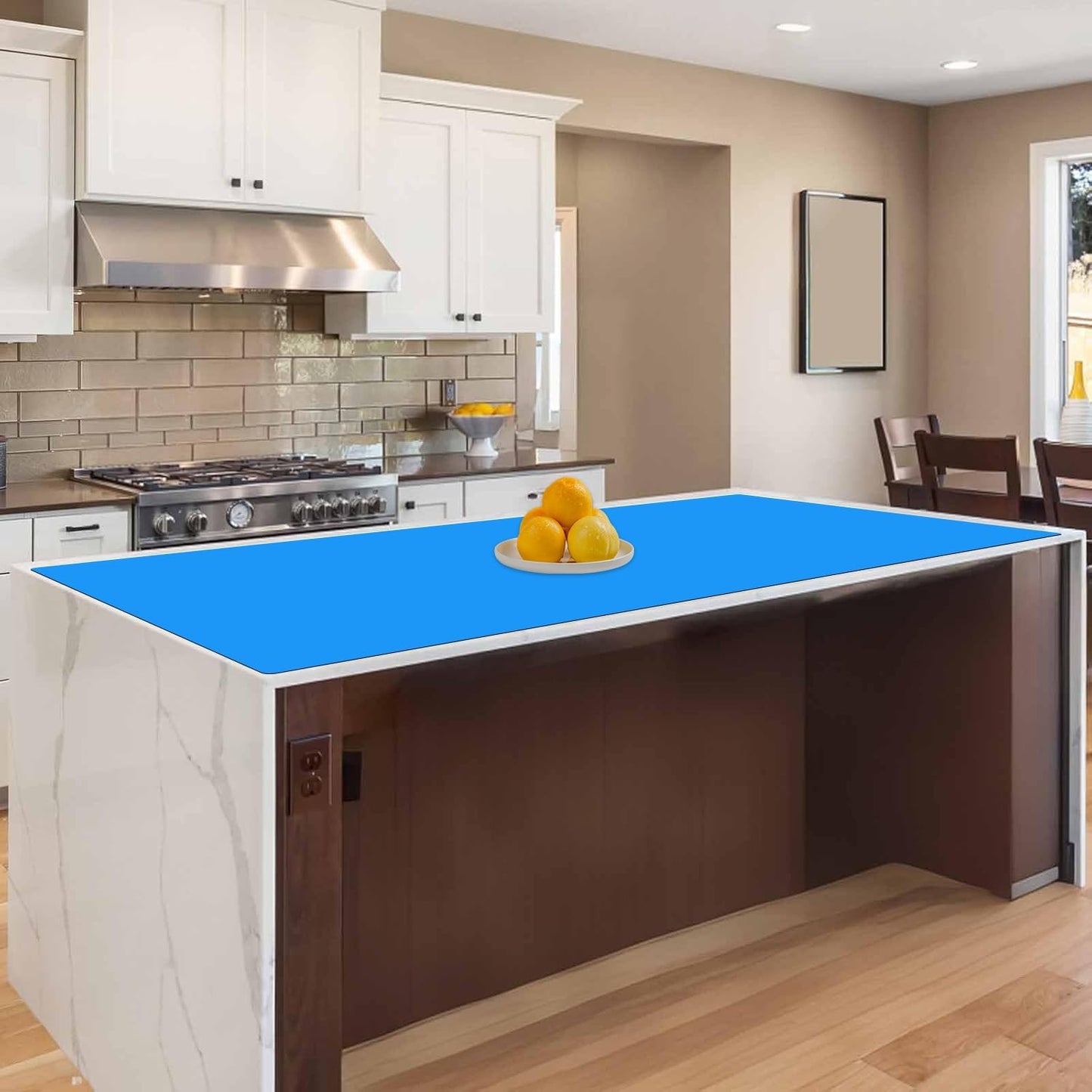 47.2"x23.6"(120cmx60cm) Large Silicone Mat for Kitchen Counter, Non-Slip Heat Resistant Countertop Protector, Waterproof Multipurpose Mat for Kitchen Island, Black