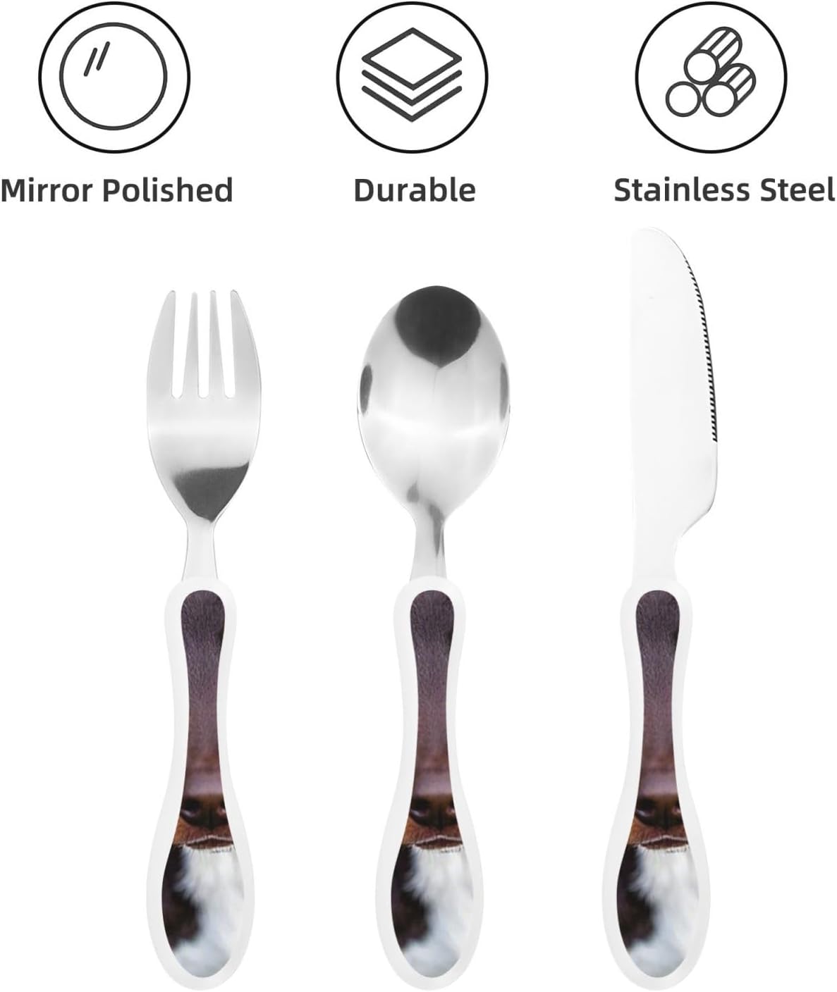 3-Piece Kids Silverware Set With Storage Case, Stainless Steel Reusable Children Safe Knife Spoon Fork Set Cute Puppy Children Flatware Set For Kids Lunch Box
