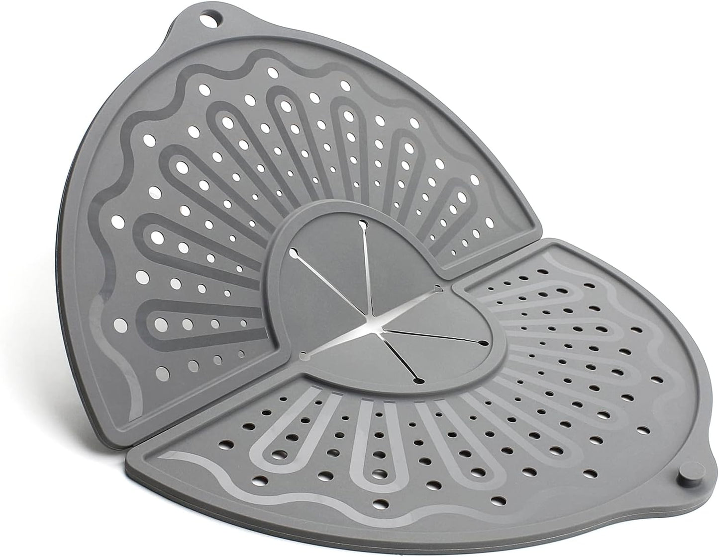 Foldable Silicone Splatter Screen for 10-12" Pans, BPA-Free, Gray | Foldable Splash Guard, Multi-Use Grease Splatter Guard/Trivet Mat,Non-Stick Oil Splatter Guard, Dishwasher Safe