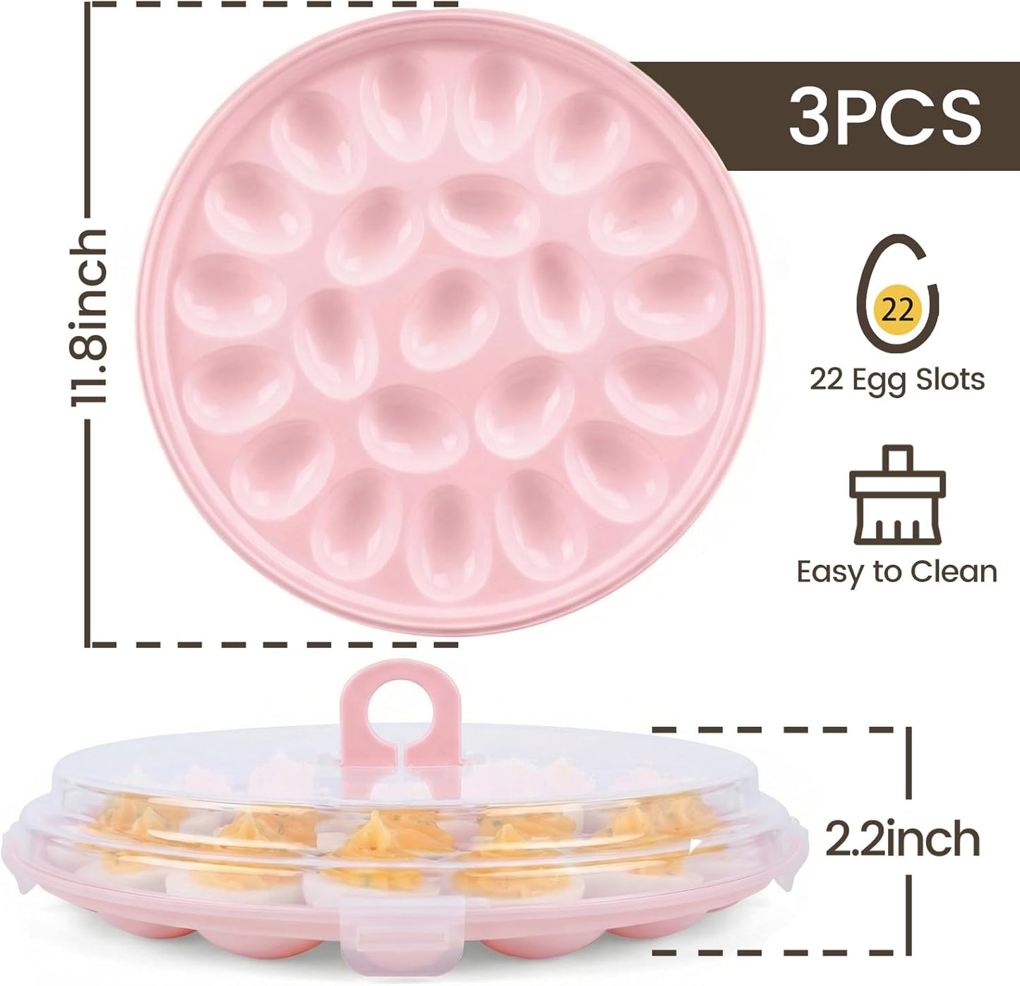 HANSGO Deviled Egg Containers with Lid, Deviled Egg Platter Carrier Holder Trays with 22 Slots for Holiday Party and Home Kitchen, Green