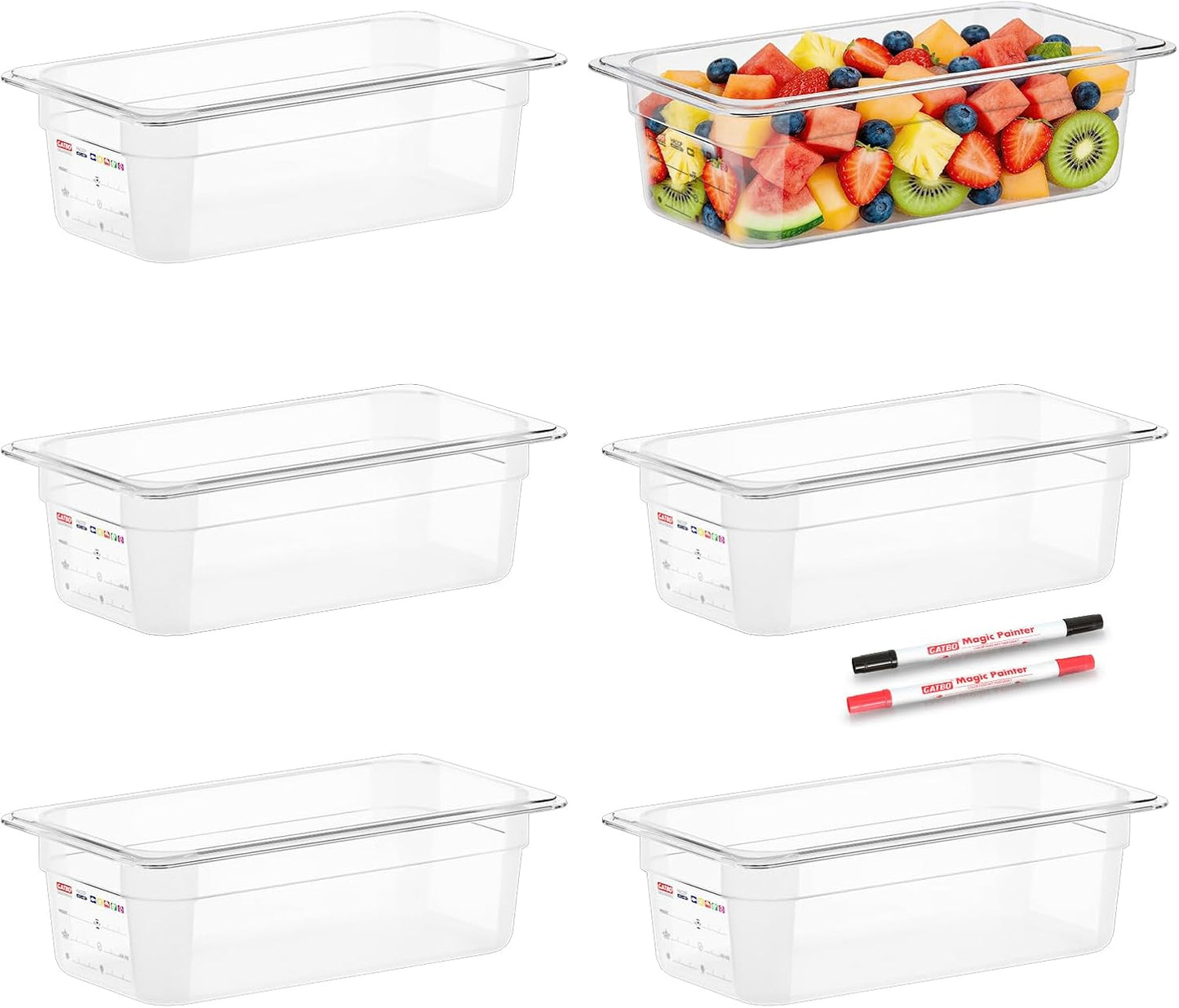 6-Pack Clear Polycarbonate Handled Lids for 1/6 Size NSF Food Pans