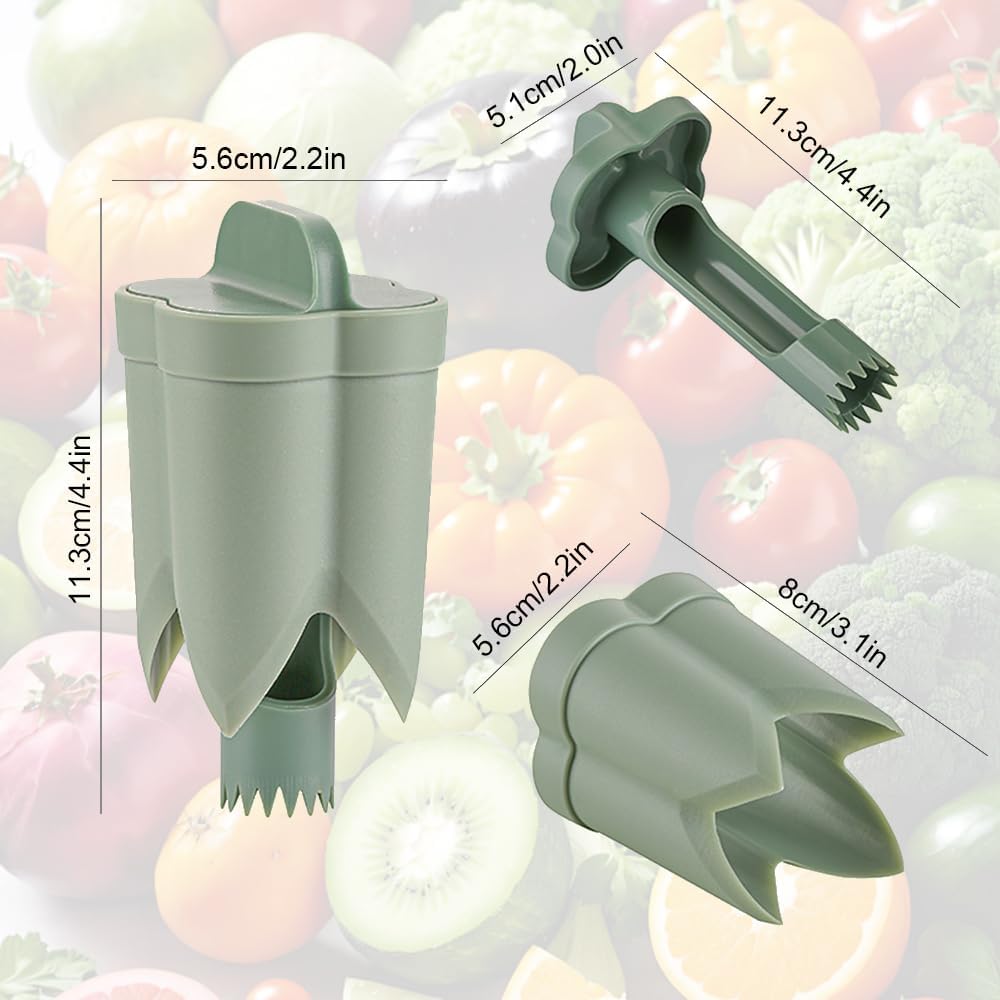 Pepper Seed Corer Remover, 2025 Upgrade 2 in 1 Bell Pepper Cutter Seed Remover Tool, Quick Cut and Deseed Bell Fruit Pepper Corer for Vegetables Kitchen Gadget (1, Green)