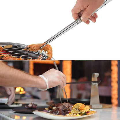 Professional Fine Cooking Tweezer Tongs,High-Precision Stainless Steel Kitchen Tweezers Tongs - 1pcs 12" and 3pcs 6.3"