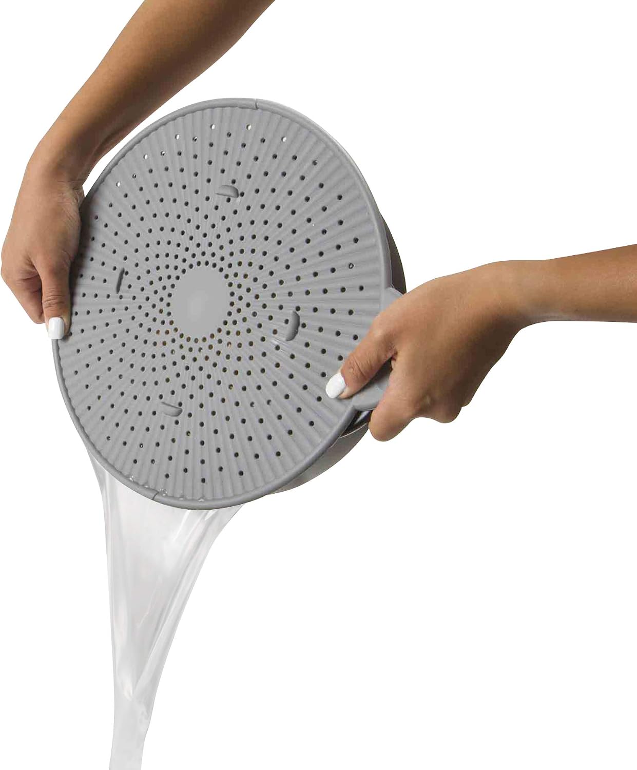 Silicone Splatter Screen, Multi-Use Kitchen Tool, Protect Stovetop and Counters, 3-in-1 Silicone Kitchen Trivet, Splatter Screen, and Colander Lid, Gray