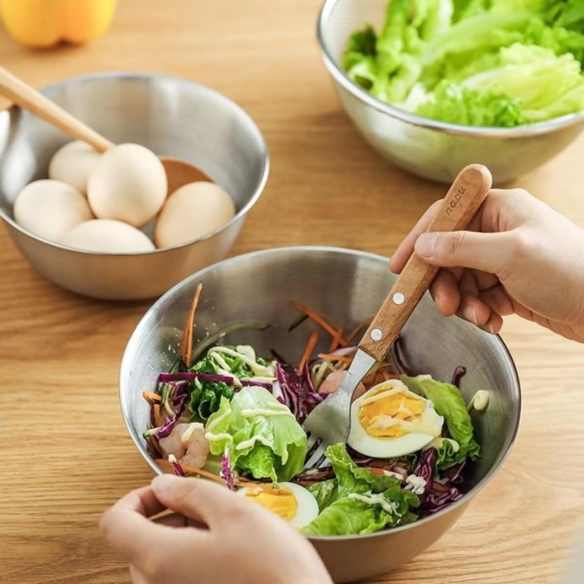 MANHONGYU Stainless Steel Mixing Bowls-3 Packs Thicker Stainless Steel Mixing Bowls Set- Nesting Bowls for Space Saving Storage, Great for Cooking, Baking, Prepping