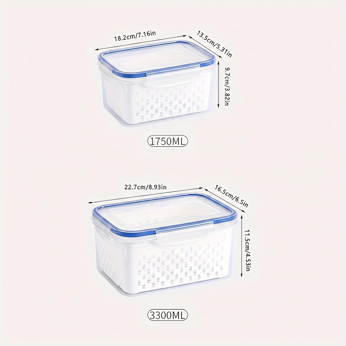 3pcs 4 in 1 Fruit Storage Containers for Fridge with Removable Colanders