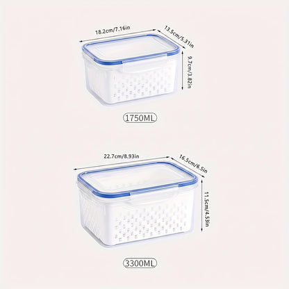3pcs 4 in 1 Fruit Storage Containers for Fridge with Removable Colanders