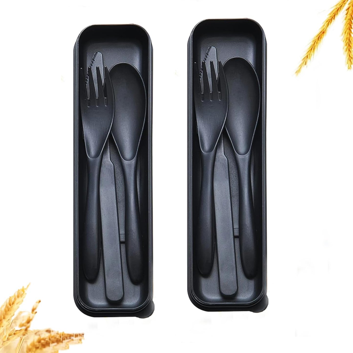 Reusable Utensils Set with Case, Wheat Straw Portable Spoon and Fork Set, Plastic Work School Kids Adults or Daily Use Cutlery Set - for Lunch Box Use Outdoor (Red)