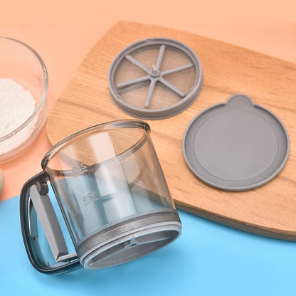 3 Cup Flour Sifter for Baking,Double-Layer One-Hand Press Baking Sifter