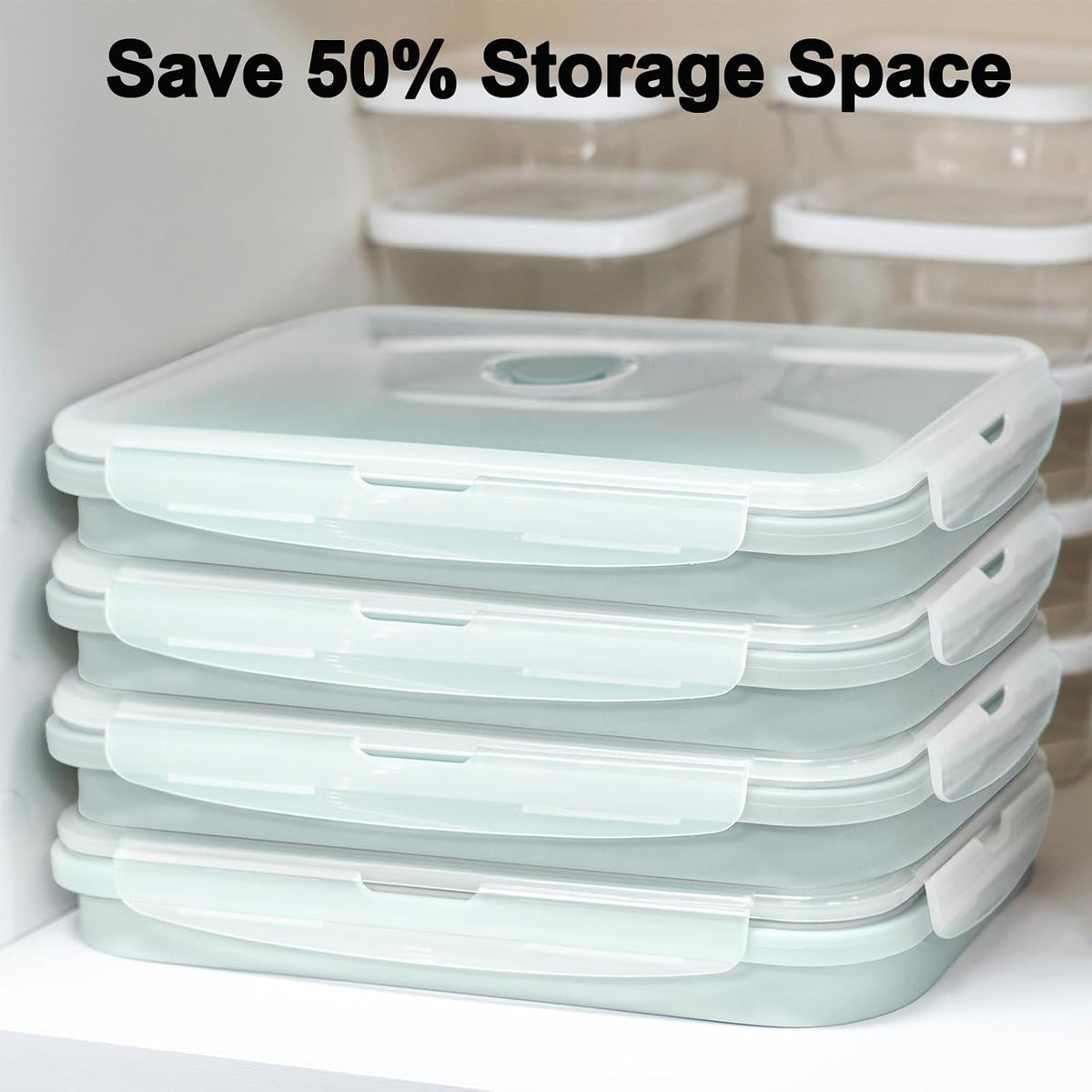 Large Silicone Food Storage Containers 68oz/2000ml 4 Pack | Collapsible Meal Prep Containers, Airtight Leakproof Lid, Containers for Camping, Microwave Freezer Dishwasher Safe