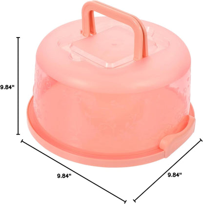 Portable Cake Carrier 9.84 Inch Transparent Plastic Cake Box with Handle and Lid for Household Baking Storage and Outdoor Transport