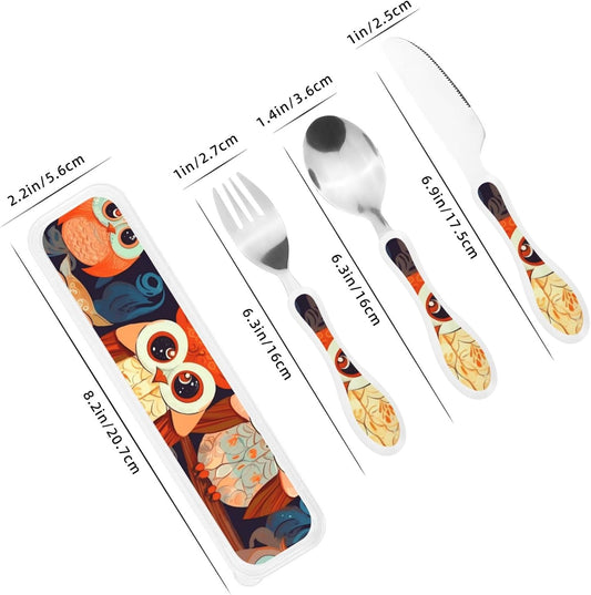 3-Piece Kids Silverware Set With Storage Case, Stainless Steel Reusable Children Safe Knife Spoon Fork Set Dolphin Children Flatware Set For Kids Lunch Box